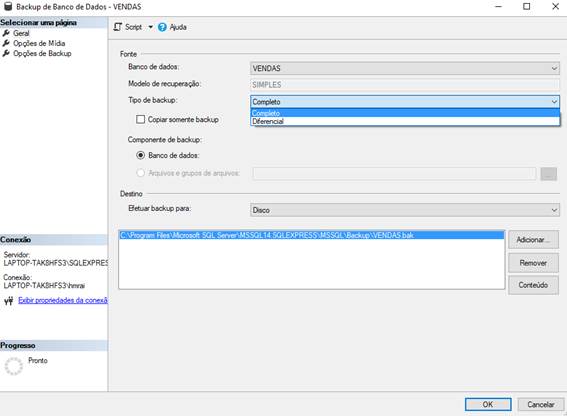 Backup do Microsoft SQl Server